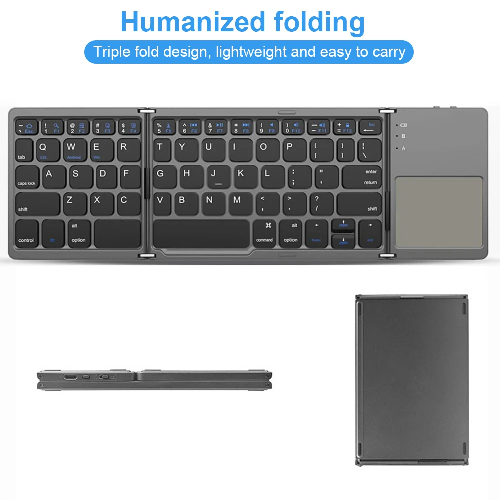 Triple Folding Wireless Keyboard – Compact + Touchpad Triple Folding Wireless Keyboard – Compact + Touchpad