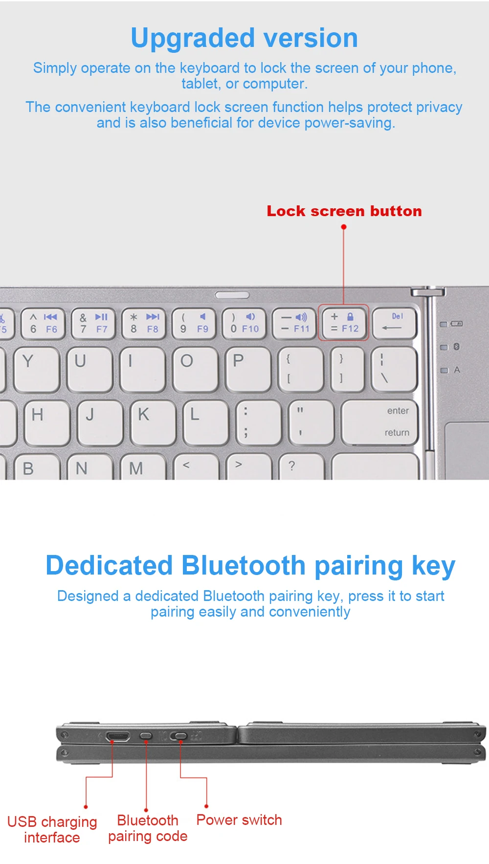 Triple Folding Wireless Keyboard – Compact + Touchpad Triple Folding Wireless Keyboard – Compact + Touchpad