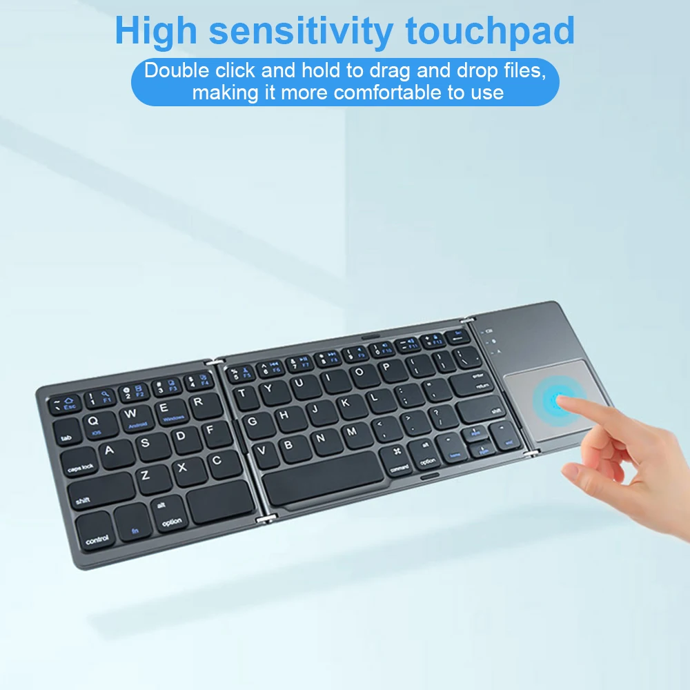 Triple Folding Wireless Keyboard – Compact + Touchpad Triple Folding Wireless Keyboard – Compact + Touchpad