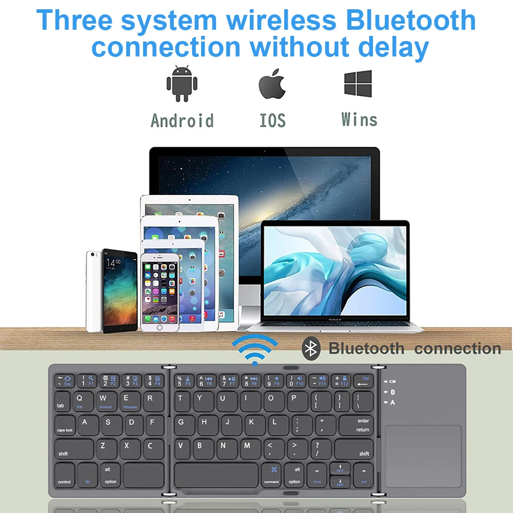 Triple Folding Wireless Keyboard – Compact + Touchpad Triple Folding Wireless Keyboard – Compact + Touchpad